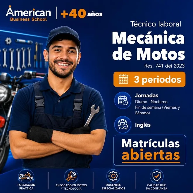 Técnico Laboral en Mecánica de Motos + Inglés · 3 periodos