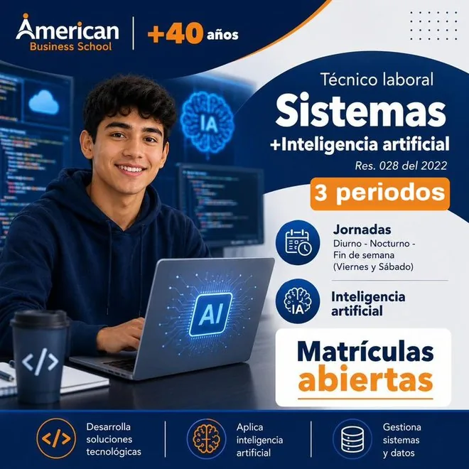 Técnico Laboral en Sistemas + Inteligencia Artificial · 3 periodos